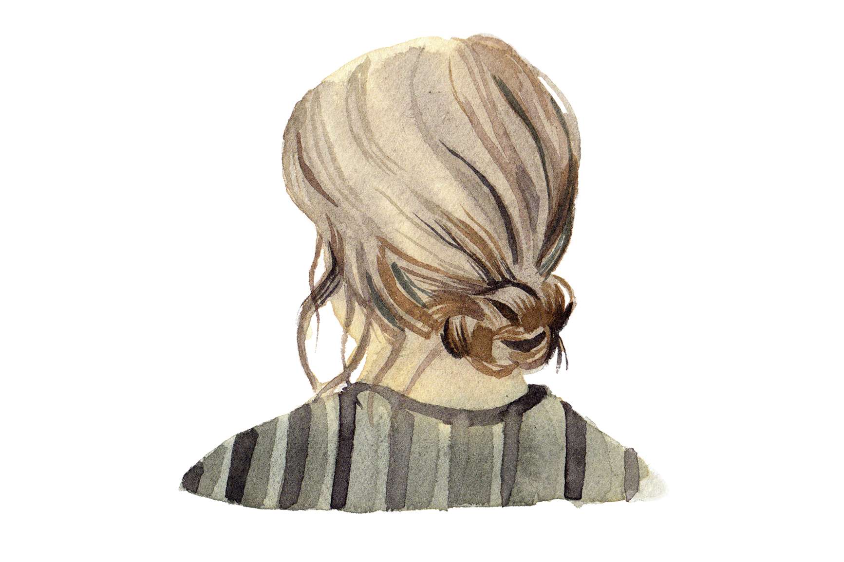 Illustration Steckfrisur für dünnes Haar von hinten.