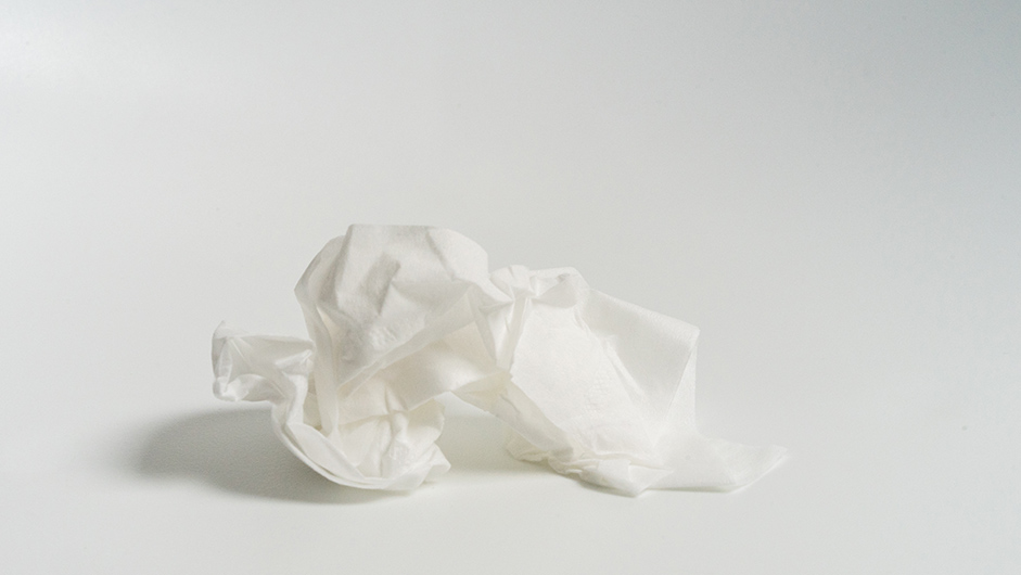 Benutztes Taschentuch - vielleicht von einem Allergiker